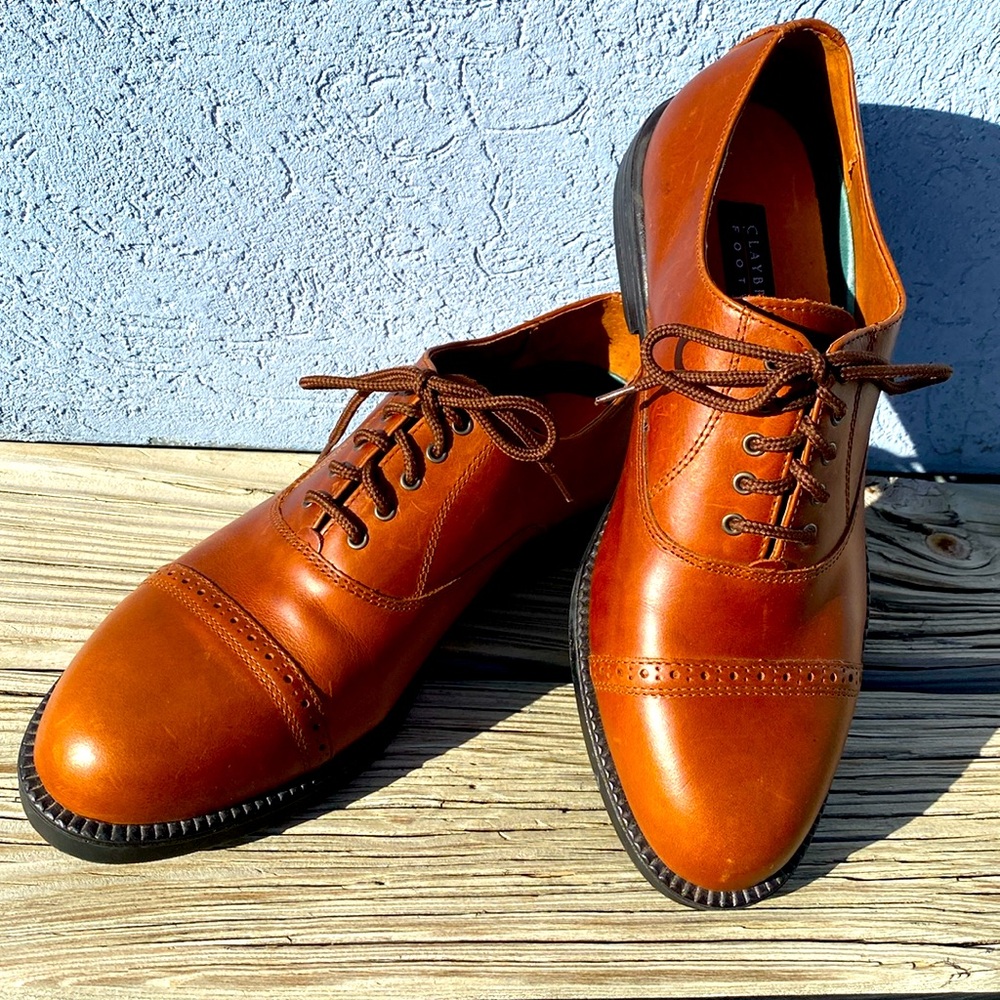 Claybrooke footwear, rustic tan, nice detailing dressy, casual. Length 121/2